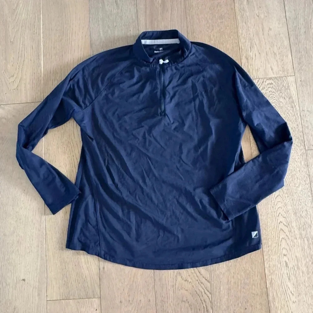 Bette & Court Womens Half Zip Pullover Blue XL